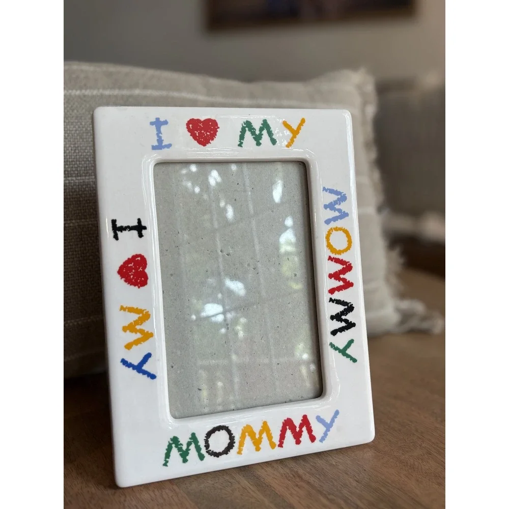I Love My Mommy Vintage 90s Picture Frame White Multi Color Crayons 4x6 7151-46